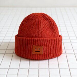 Acne Red Ribbed Beanie